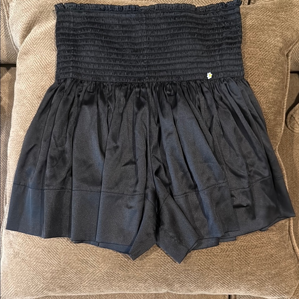 NATURAL LIFE Black High Waist Shorts with Smocked Waistband